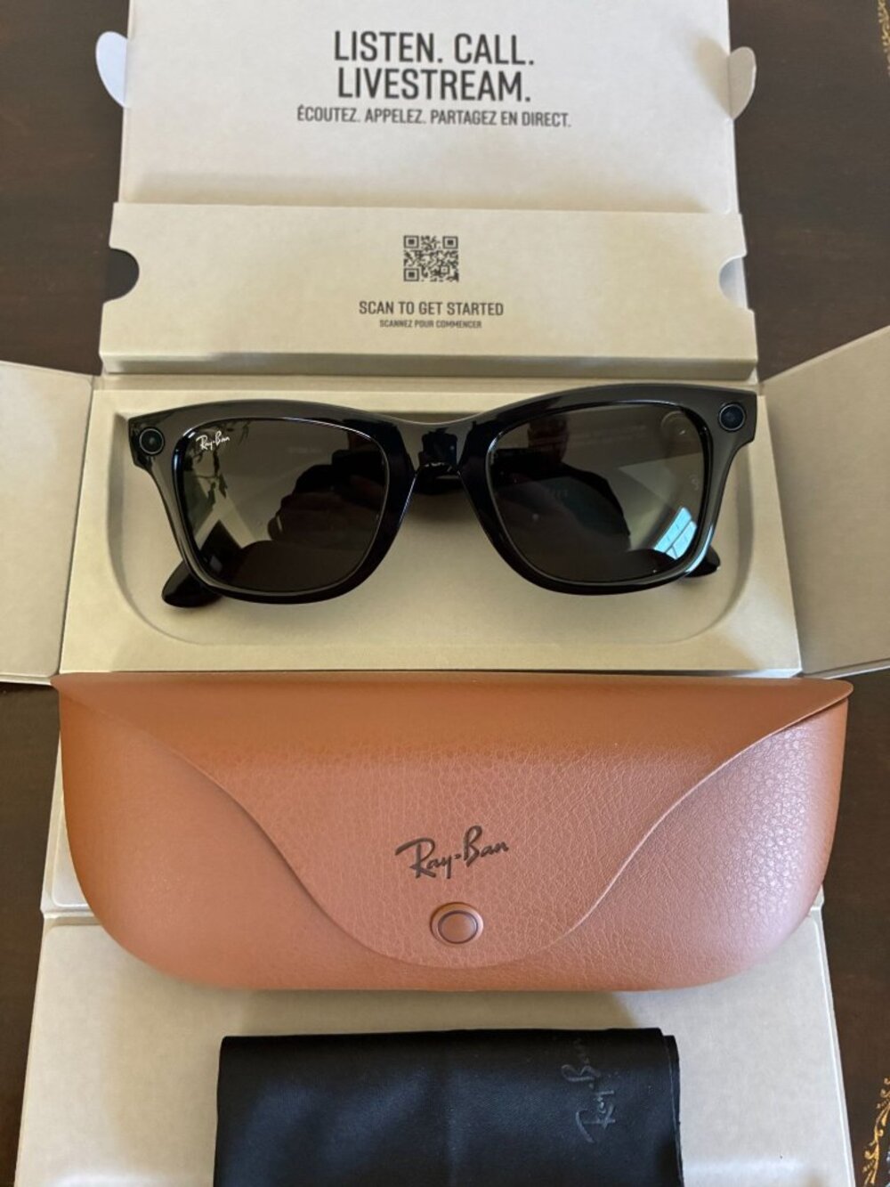 Genuine Ray-Ban Meta Wayfarer Gen1 Smart Glasses RW4006 Shiny Black G15 Green - Picture 2 of 13
